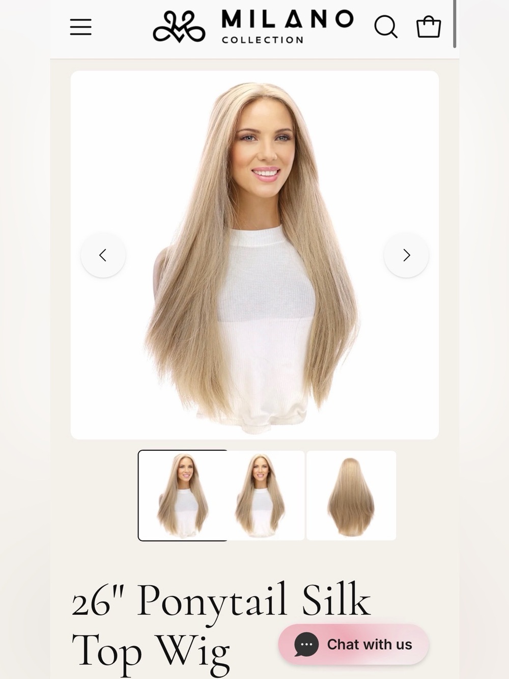 Milano Ponytail Wig Small 26” Blonde